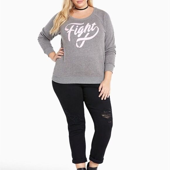 TORRID Breast Cancer Awareness Fight Sweater sweatshirt pullover - Picture 6 of 10